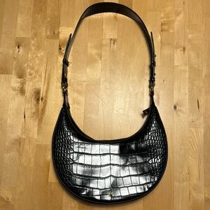 JW PEI Black Croc-Embossed Shoulder Bag